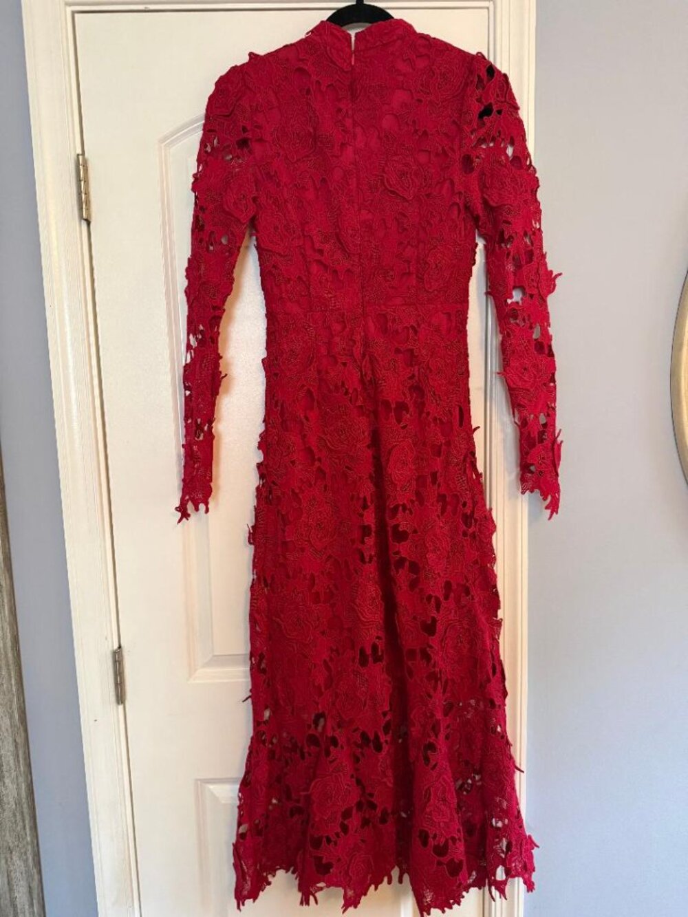 NWT ANEWSTA Red 3D Floral Lace Dress XS - Picture 2 of 4